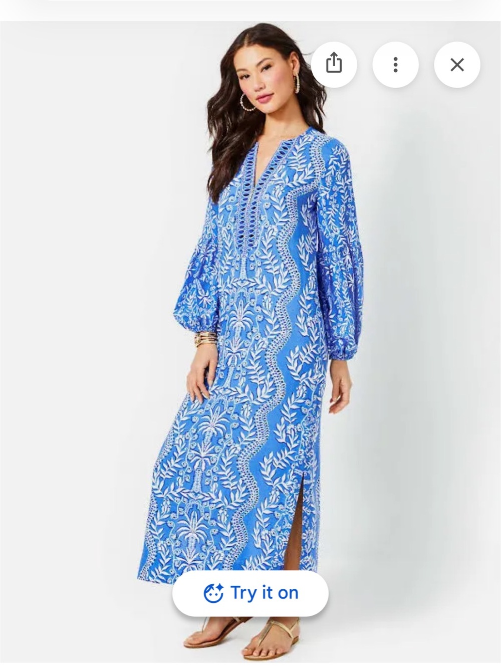 Lilly Pulitzer Abaco Blue loralie Long-Sleeve Maxi Dress - Picture 2 of 6